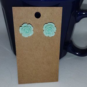 Mint Rose Stud Earrings